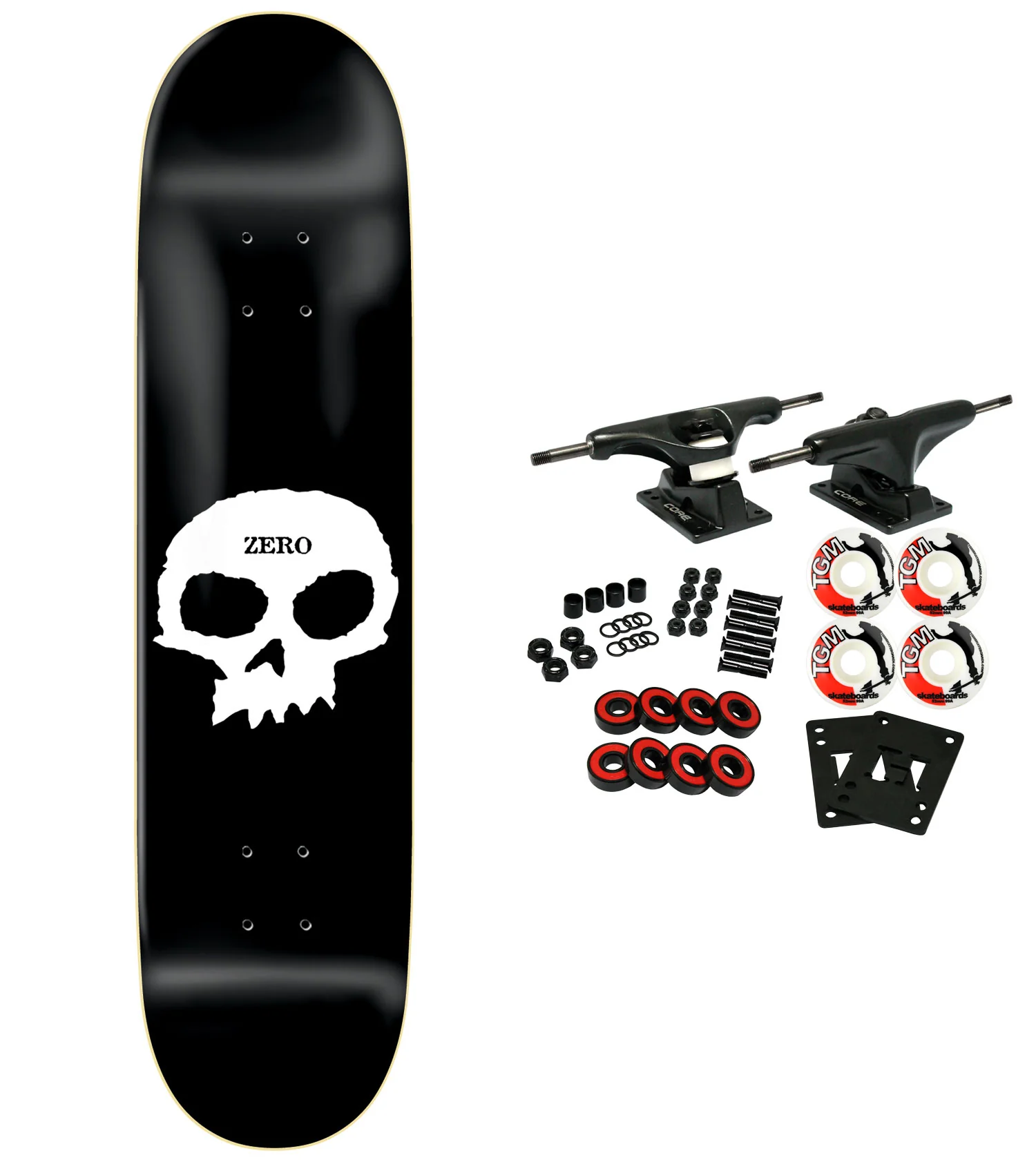 Zero Skateboard Complete Single Skull Logo Black/White 8.125"