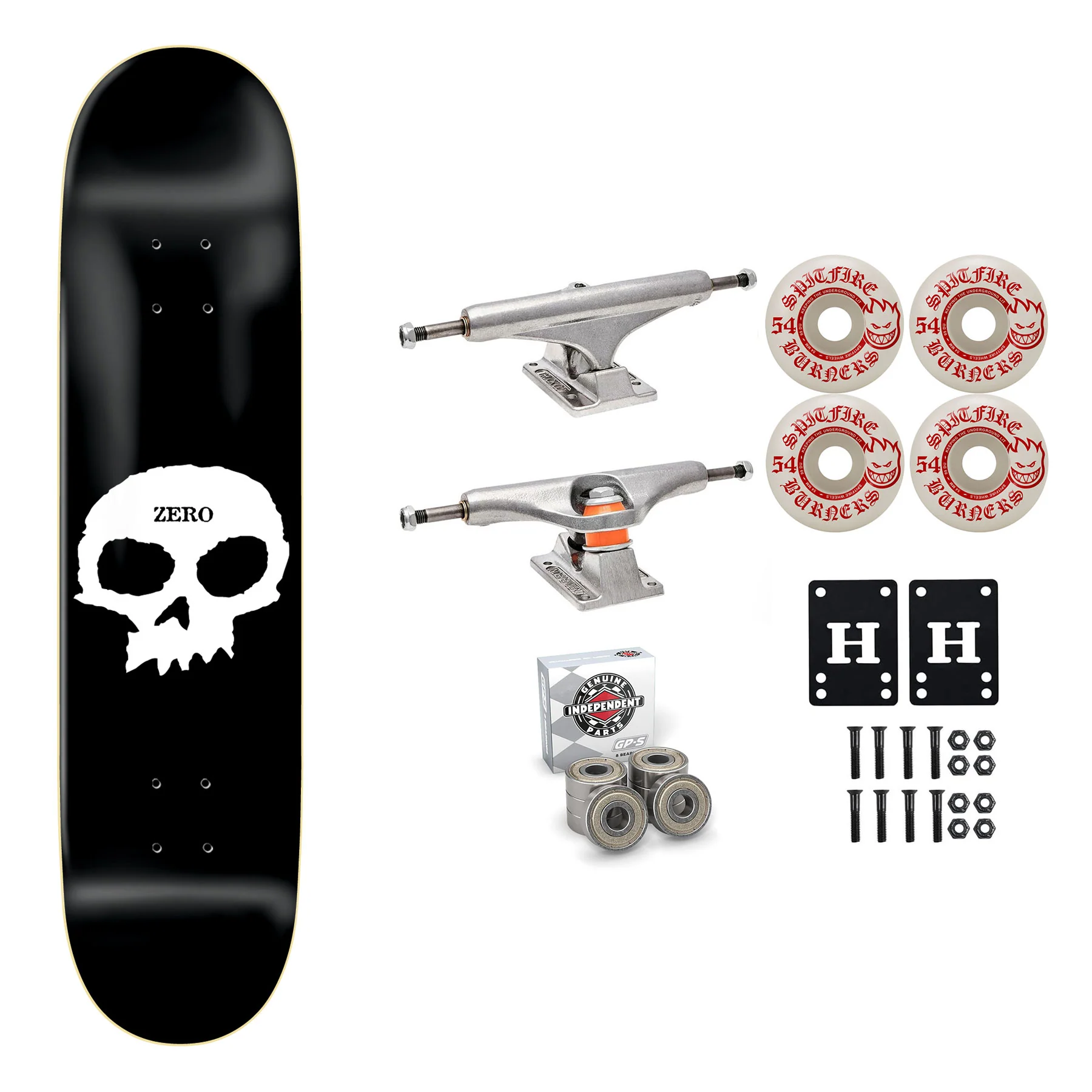 Zero Skateboard Single Skull 9.0" Independent Spitfire Premium Kit