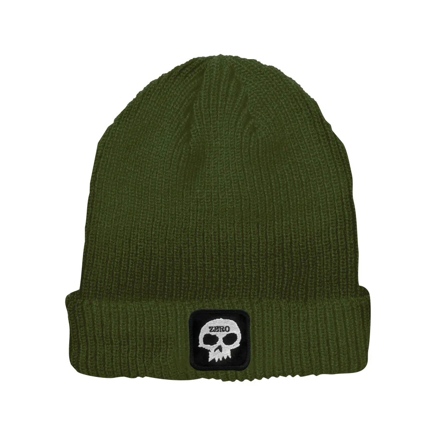 Zero Skateboards Beanie Single Skull Patch Olive